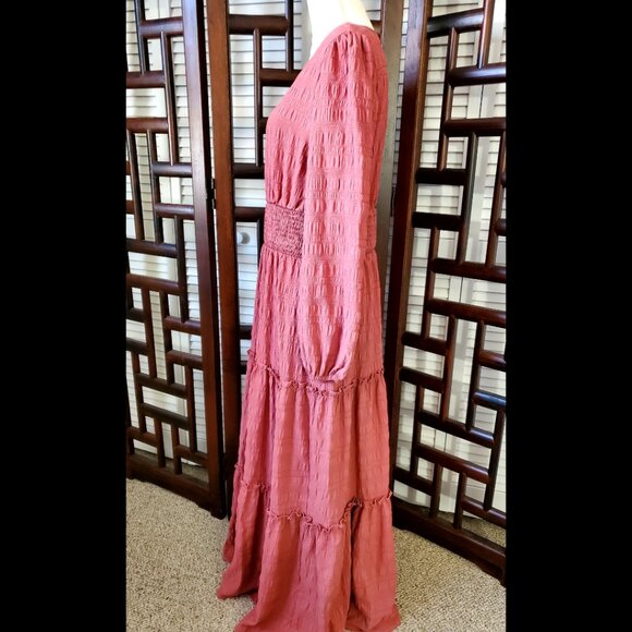 NWT Women's Solid Ruffle Hem A-Line Dress Size 12 (XL) - Picture 3 of 8